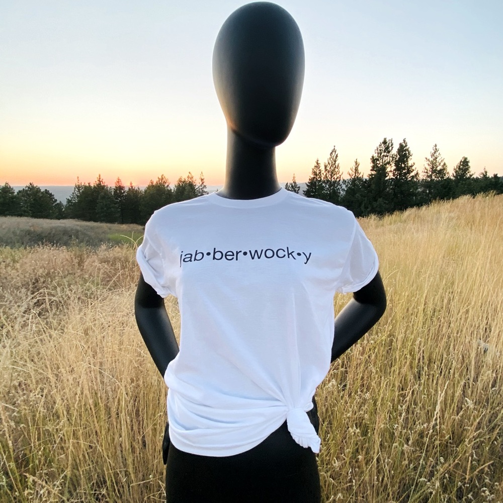 Custom design Jabberwocky tshirt in white